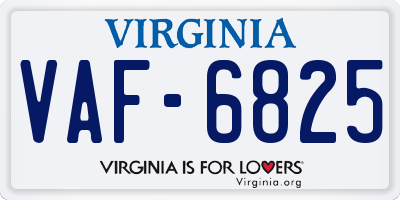VA license plate VAF6825