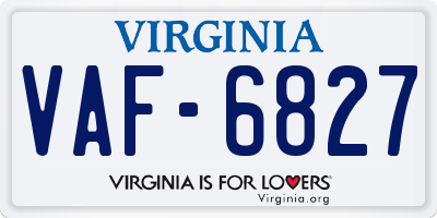 VA license plate VAF6827