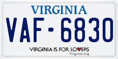 VA license plate VAF6830