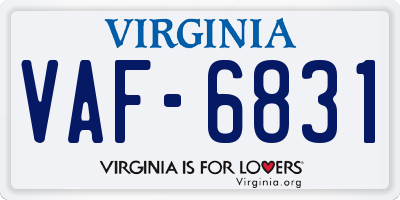 VA license plate VAF6831