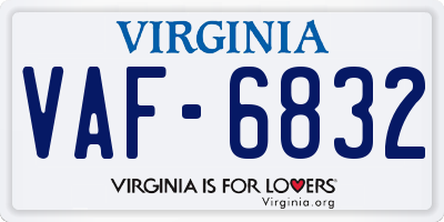 VA license plate VAF6832