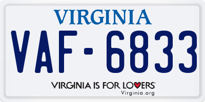 VA license plate VAF6833