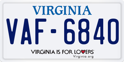VA license plate VAF6840