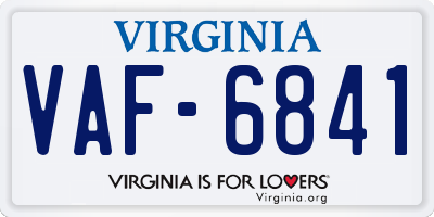 VA license plate VAF6841