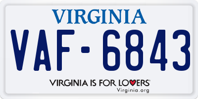 VA license plate VAF6843