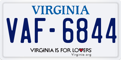 VA license plate VAF6844