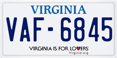 VA license plate VAF6845