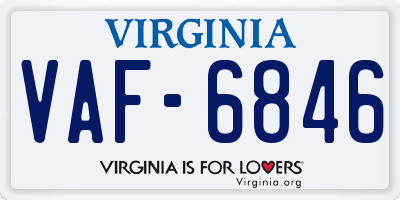 VA license plate VAF6846