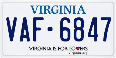 VA license plate VAF6847