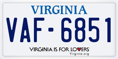 VA license plate VAF6851