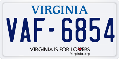 VA license plate VAF6854