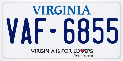 VA license plate VAF6855