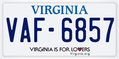 VA license plate VAF6857