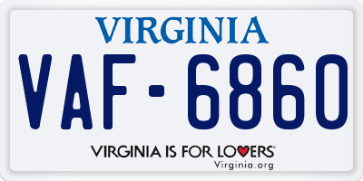 VA license plate VAF6860