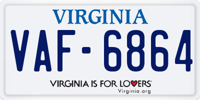 VA license plate VAF6864
