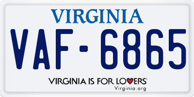 VA license plate VAF6865