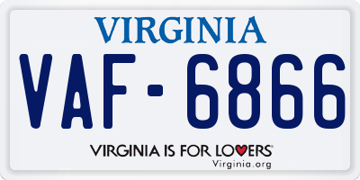VA license plate VAF6866
