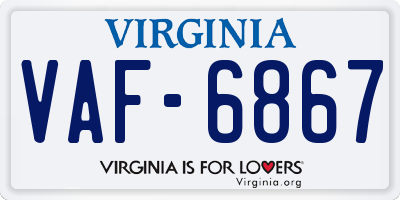 VA license plate VAF6867