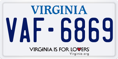 VA license plate VAF6869