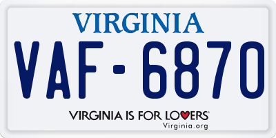 VA license plate VAF6870