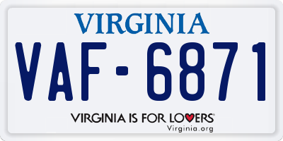 VA license plate VAF6871