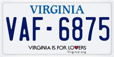 VA license plate VAF6875