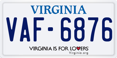 VA license plate VAF6876