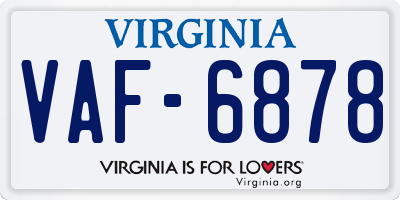 VA license plate VAF6878