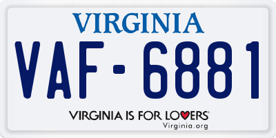 VA license plate VAF6881