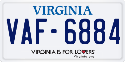 VA license plate VAF6884
