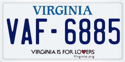 VA license plate VAF6885