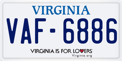 VA license plate VAF6886