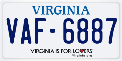 VA license plate VAF6887