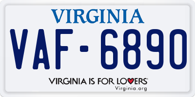 VA license plate VAF6890