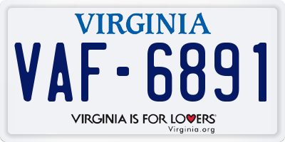 VA license plate VAF6891