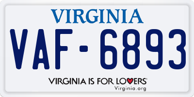 VA license plate VAF6893