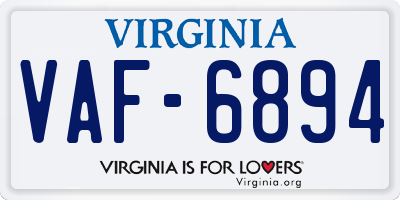 VA license plate VAF6894