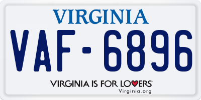 VA license plate VAF6896