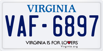 VA license plate VAF6897