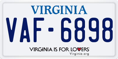 VA license plate VAF6898