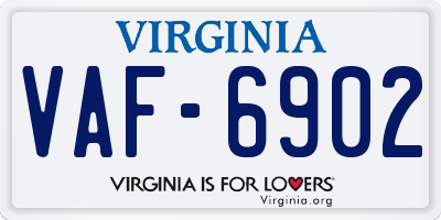 VA license plate VAF6902