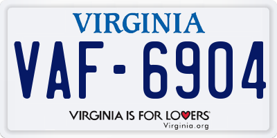 VA license plate VAF6904