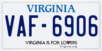 VA license plate VAF6906