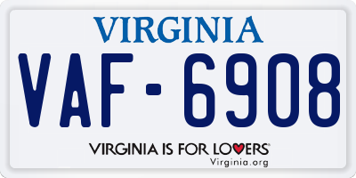 VA license plate VAF6908