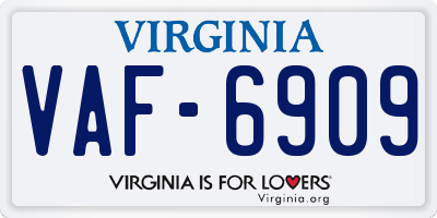 VA license plate VAF6909