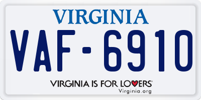 VA license plate VAF6910