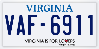 VA license plate VAF6911