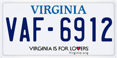 VA license plate VAF6912