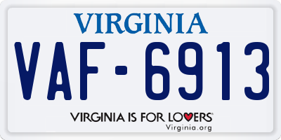 VA license plate VAF6913