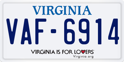 VA license plate VAF6914